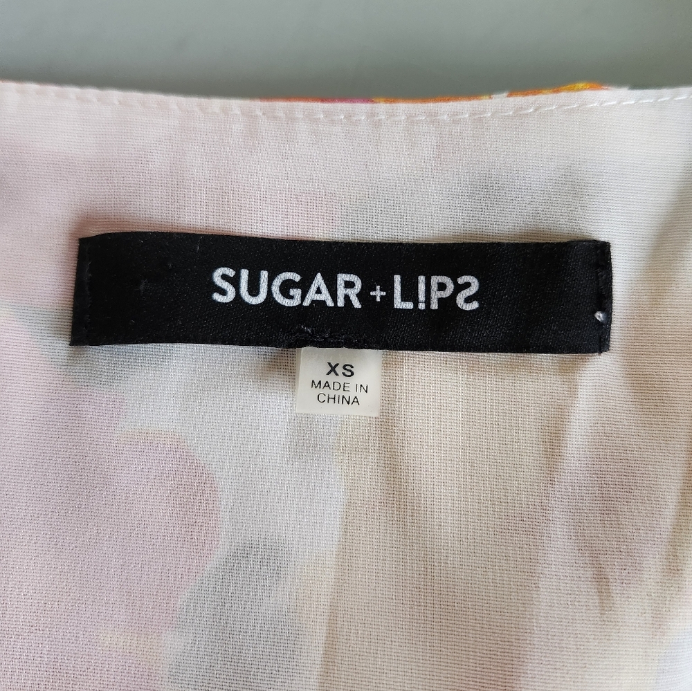 Sugar Lips Boho Hippie Y2K Electric Colors Floral Top Size XS New No Tags - Picture 10 of 12